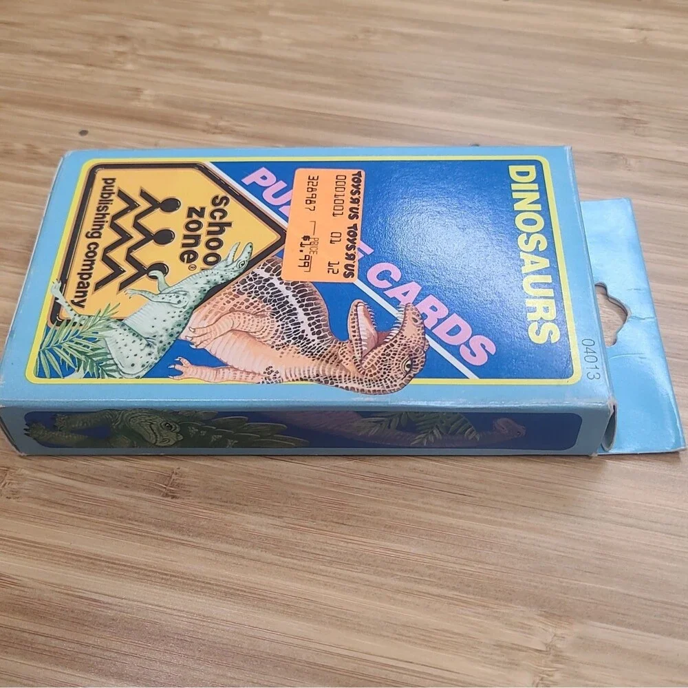 Vintage DINOSAURS Puzzle Cards from School Zone Flash Cards Home Schooling